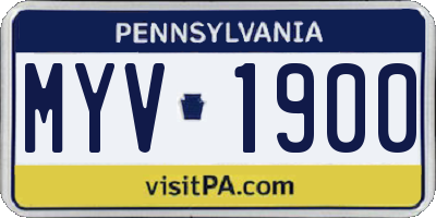 PA license plate MYV1900