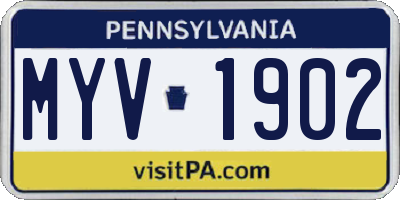 PA license plate MYV1902