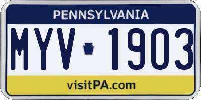 PA license plate MYV1903