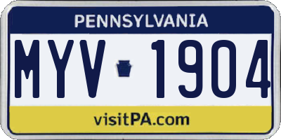 PA license plate MYV1904