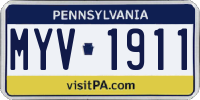 PA license plate MYV1911