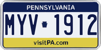 PA license plate MYV1912