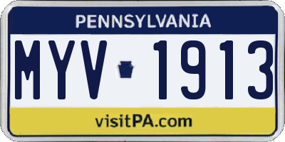 PA license plate MYV1913
