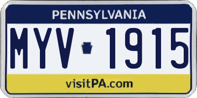 PA license plate MYV1915