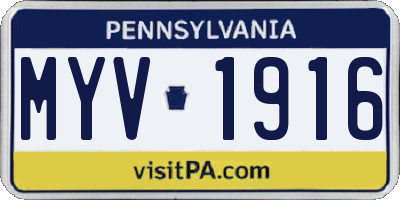PA license plate MYV1916