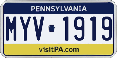 PA license plate MYV1919