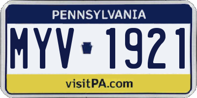 PA license plate MYV1921