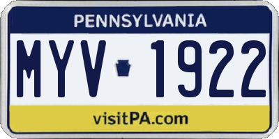 PA license plate MYV1922