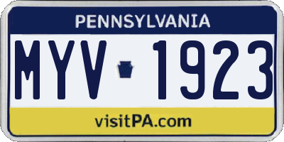 PA license plate MYV1923