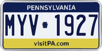 PA license plate MYV1927
