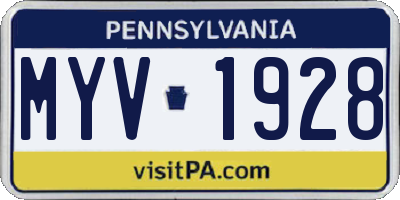 PA license plate MYV1928