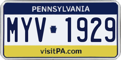 PA license plate MYV1929