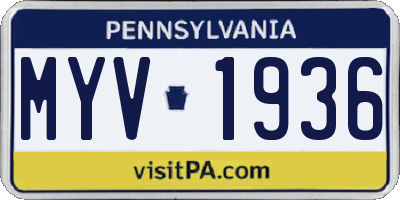 PA license plate MYV1936