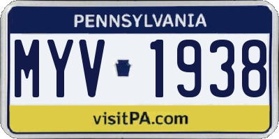 PA license plate MYV1938