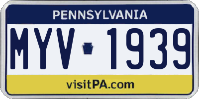 PA license plate MYV1939