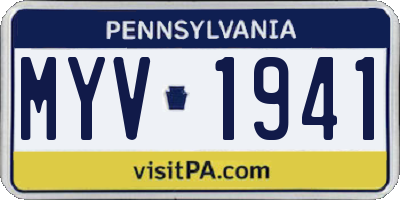 PA license plate MYV1941