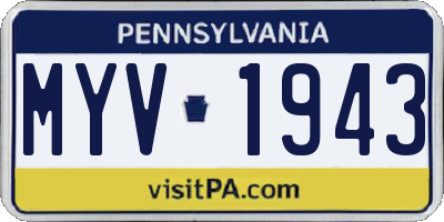 PA license plate MYV1943
