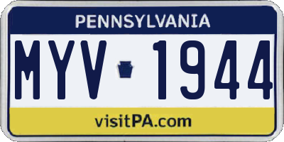 PA license plate MYV1944