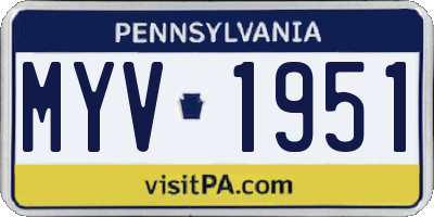 PA license plate MYV1951