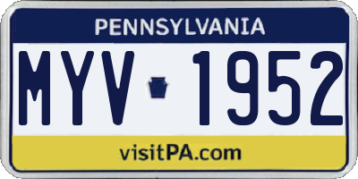 PA license plate MYV1952