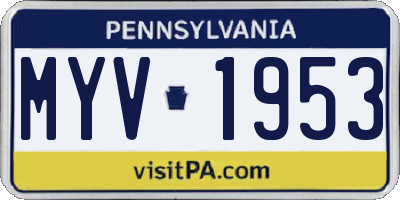 PA license plate MYV1953