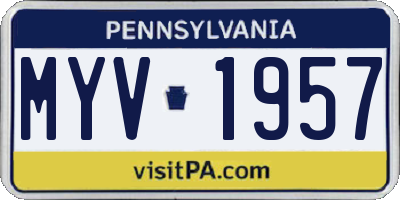 PA license plate MYV1957