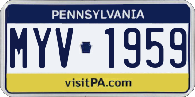 PA license plate MYV1959