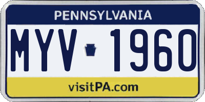 PA license plate MYV1960