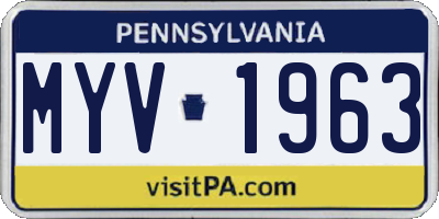 PA license plate MYV1963