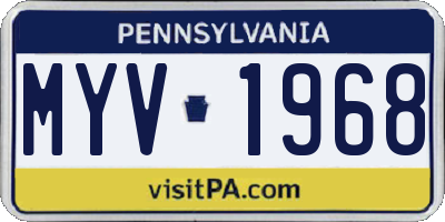 PA license plate MYV1968