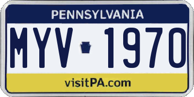 PA license plate MYV1970