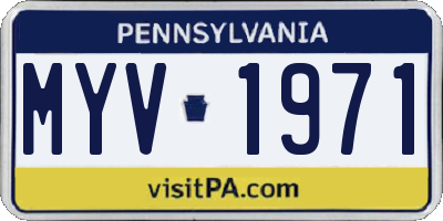 PA license plate MYV1971