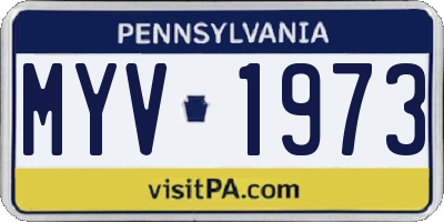 PA license plate MYV1973