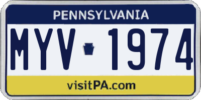 PA license plate MYV1974