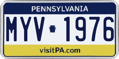 PA license plate MYV1976