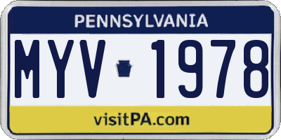 PA license plate MYV1978