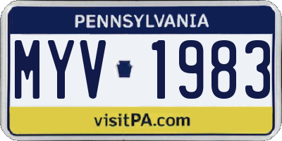 PA license plate MYV1983