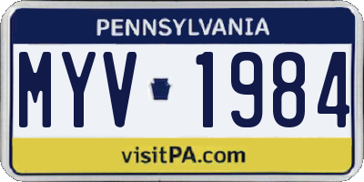 PA license plate MYV1984