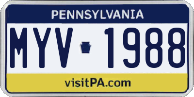 PA license plate MYV1988