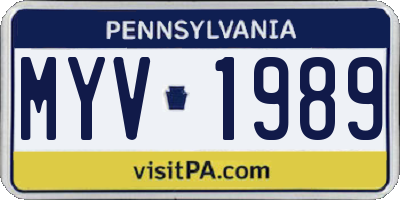 PA license plate MYV1989