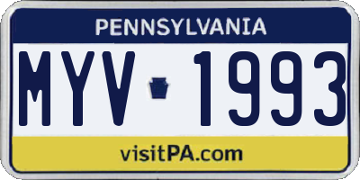 PA license plate MYV1993