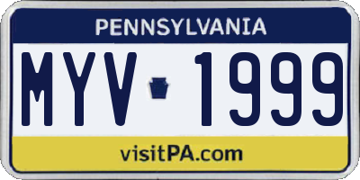 PA license plate MYV1999