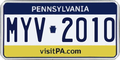 PA license plate MYV2010