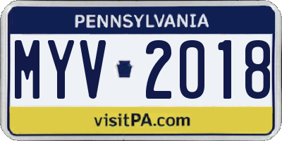 PA license plate MYV2018