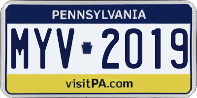 PA license plate MYV2019