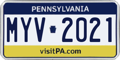 PA license plate MYV2021
