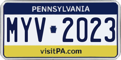 PA license plate MYV2023