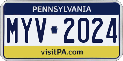 PA license plate MYV2024