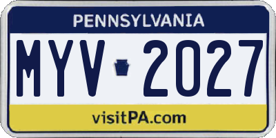 PA license plate MYV2027