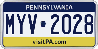 PA license plate MYV2028